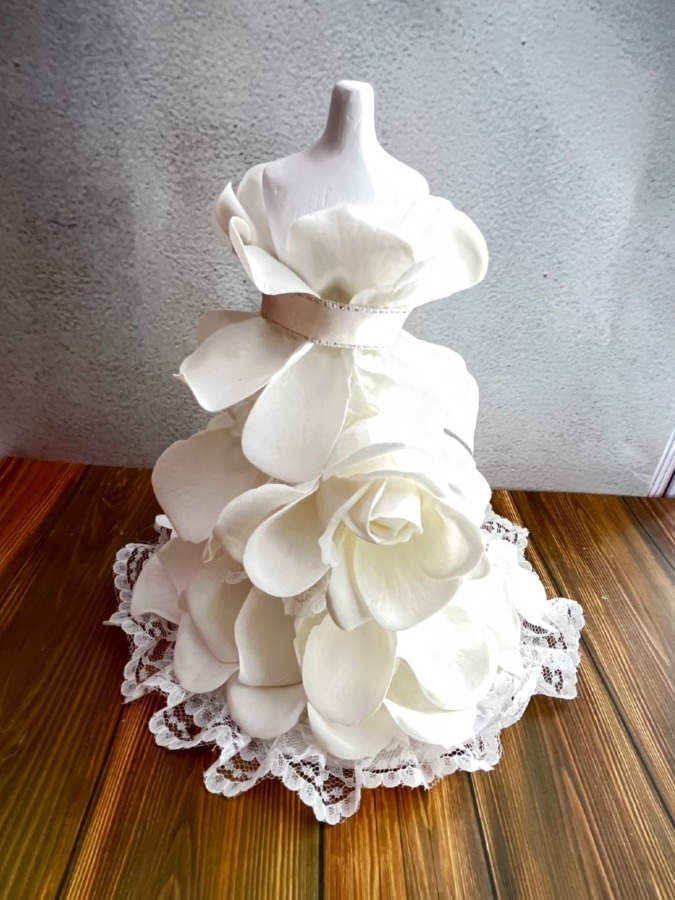 クリスタルパヒュームフラワーで作ったブーケ＆ワインボトル飾り～アトリエ天使の羽