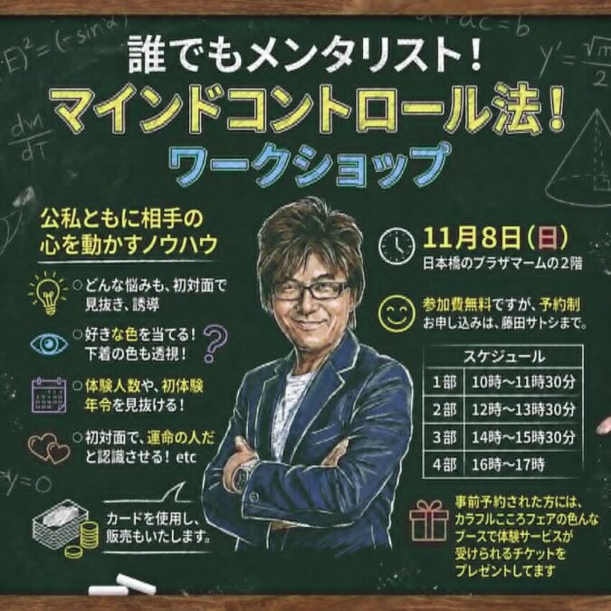 誰でもメンタリスト　マインドコントロール法　ワークショップ ～ 藤田サトシ