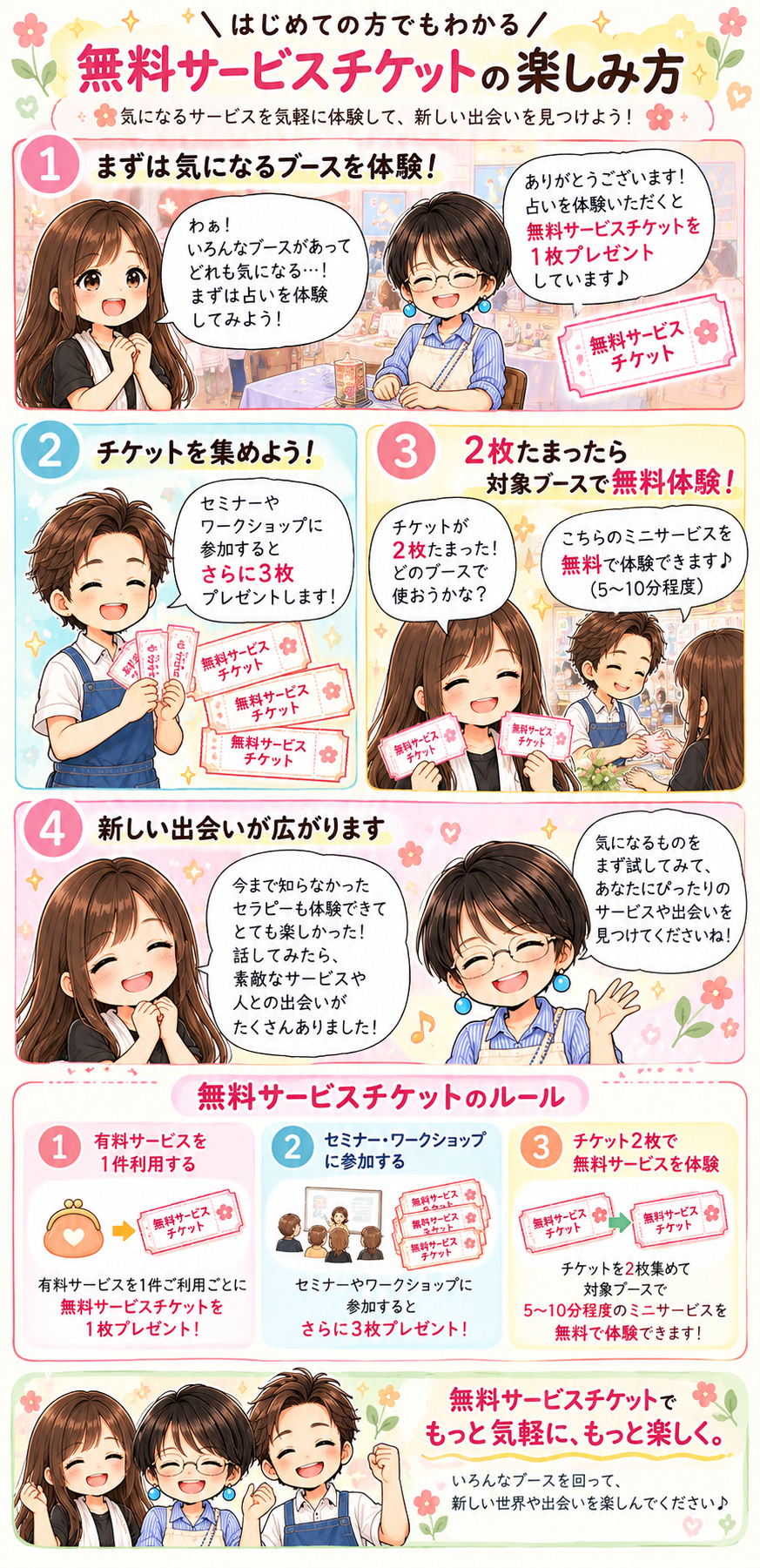 漫画でわかるカラフルこころフェア無料サービスチケットの楽しみ方